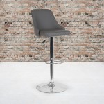 Trieste Contemporary Adjustable Height Barstool in Gray LeatherSoft