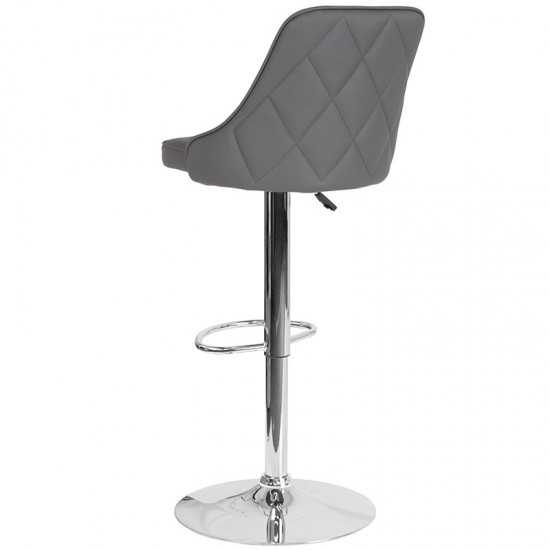 Trieste Contemporary Adjustable Height Barstool in Gray LeatherSoft