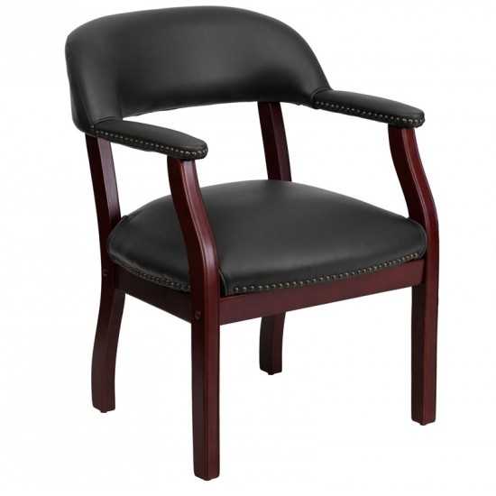 Black Vinyl Luxurious Conference Chair with Accent Nail Trim