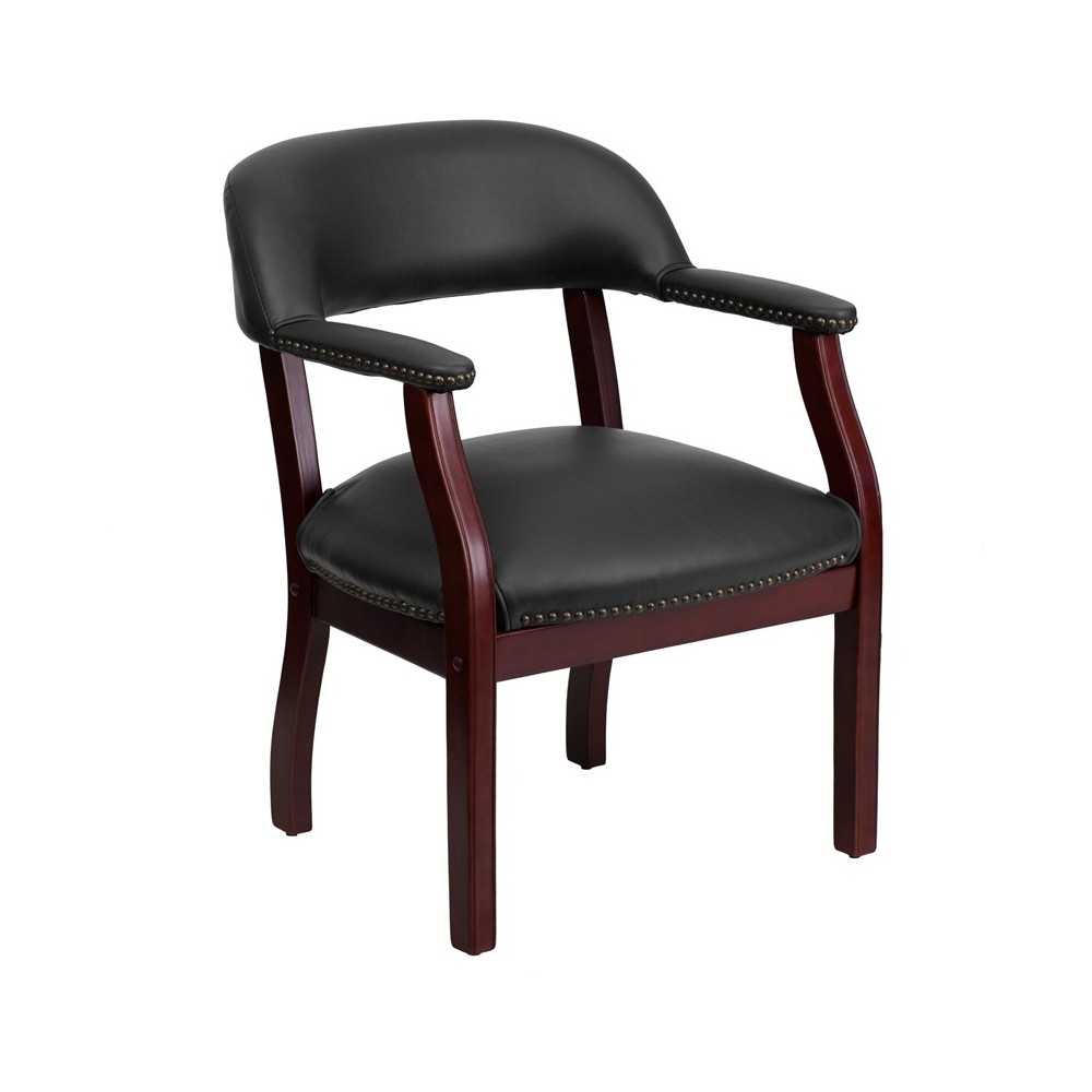 Black Vinyl Luxurious Conference Chair with Accent Nail Trim