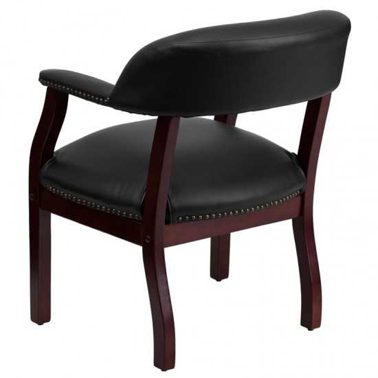 Black Vinyl Luxurious Conference Chair with Accent Nail Trim