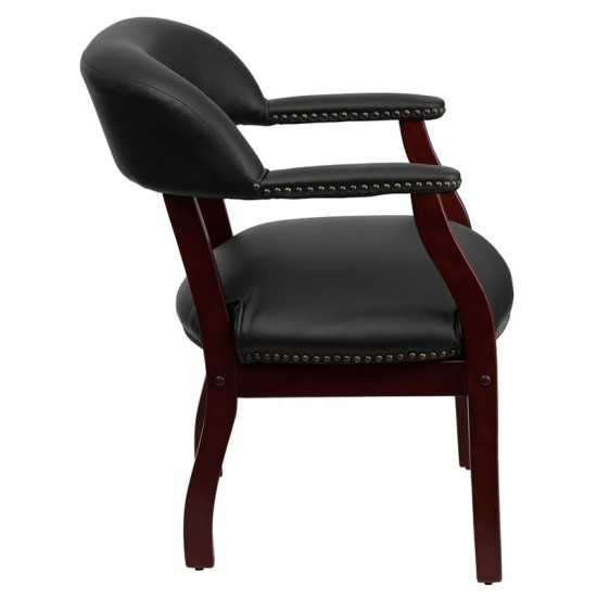 Black Vinyl Luxurious Conference Chair with Accent Nail Trim