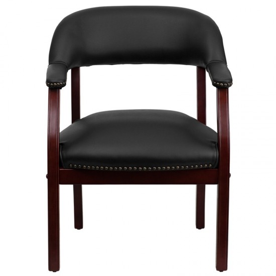 Black Vinyl Luxurious Conference Chair with Accent Nail Trim