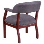 Gray Fabric Luxurious Conference Chair with Accent Nail Trim