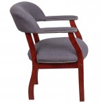 Gray Fabric Luxurious Conference Chair with Accent Nail Trim