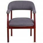 Gray Fabric Luxurious Conference Chair with Accent Nail Trim