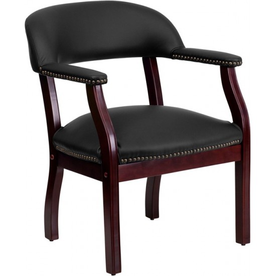 Black LeatherSoft Conference Chair with Accent Nail Trim