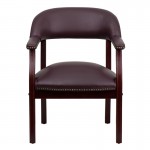 Burgundy LeatherSoft Conference Chair with Accent Nail Trim
