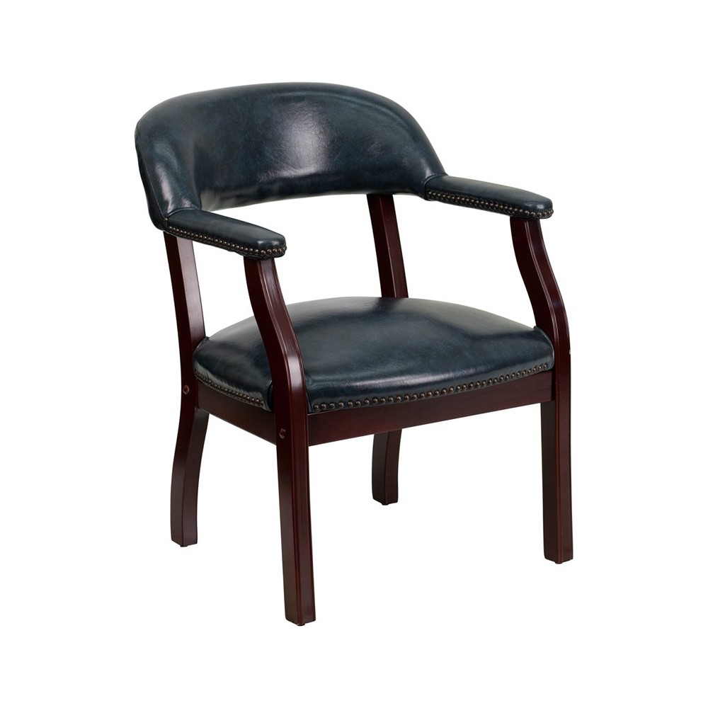 Navy Vinyl Luxurious Conference Chair with Accent Nail Trim