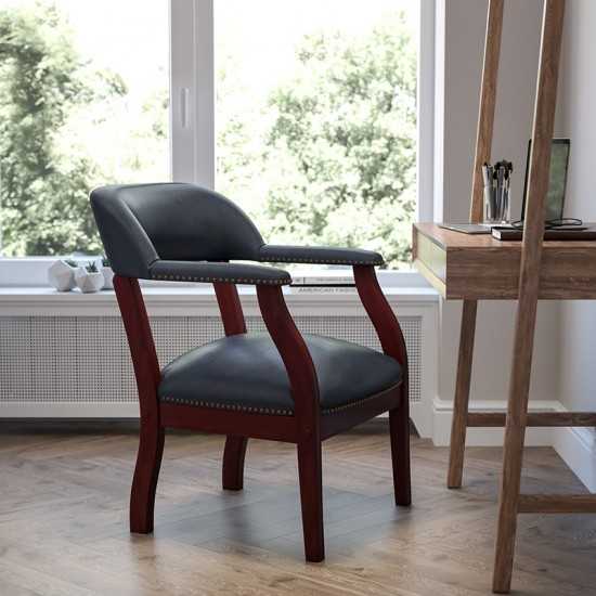 Navy Vinyl Luxurious Conference Chair with Accent Nail Trim