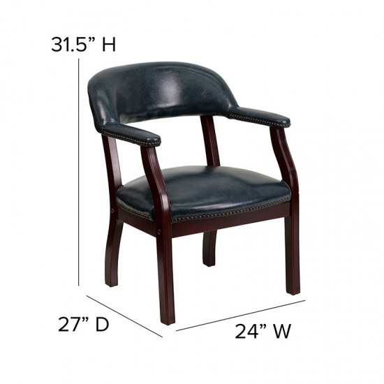 Navy Vinyl Luxurious Conference Chair with Accent Nail Trim