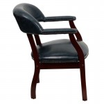 Navy Vinyl Luxurious Conference Chair with Accent Nail Trim