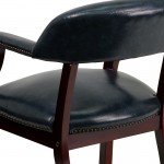 Navy Vinyl Luxurious Conference Chair with Accent Nail Trim