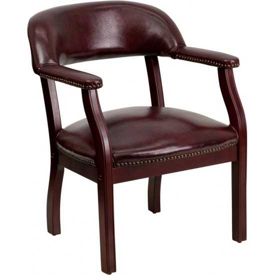 Oxblood Vinyl Luxurious Conference Chair with Accent Nail Trim