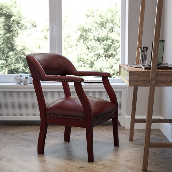 Oxblood Vinyl Luxurious Conference Chair with Accent Nail Trim