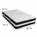 Capri Comfortable Sleep 12 Inch CertiPUR-US Certified Foam and Pocket Spring Mattress, Twin Mattress in a Box