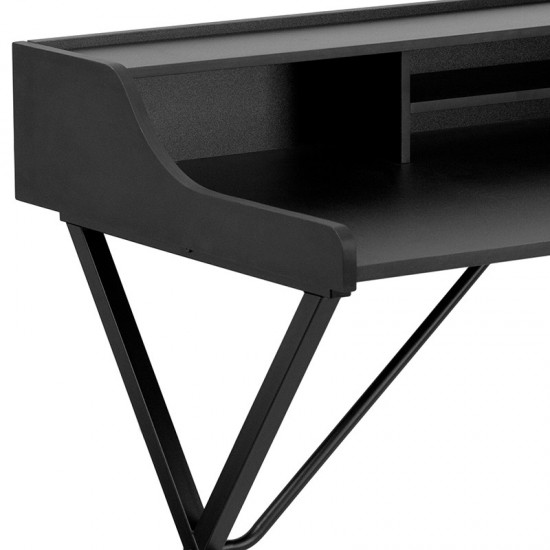 Black Computer Desk with Top Shelf