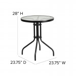23.75'' Round Tempered Glass Metal Table