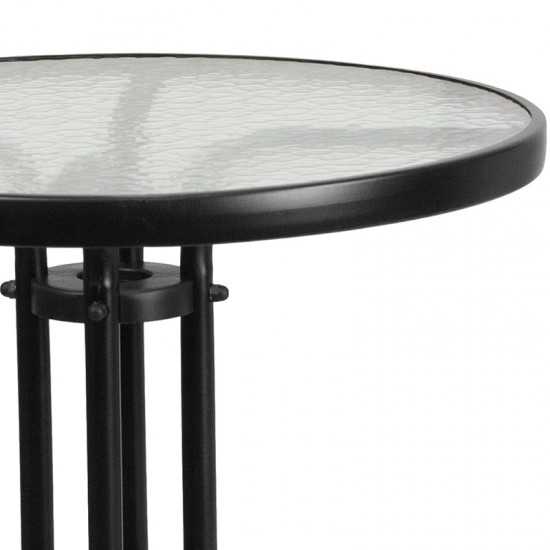 23.75'' Round Tempered Glass Metal Table