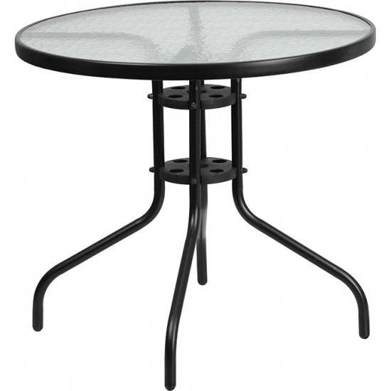 31.5'' Round Tempered Glass Metal Table