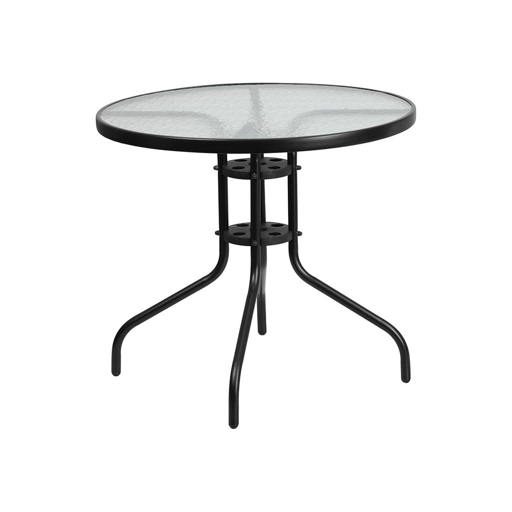 31.5'' Round Tempered Glass Metal Table