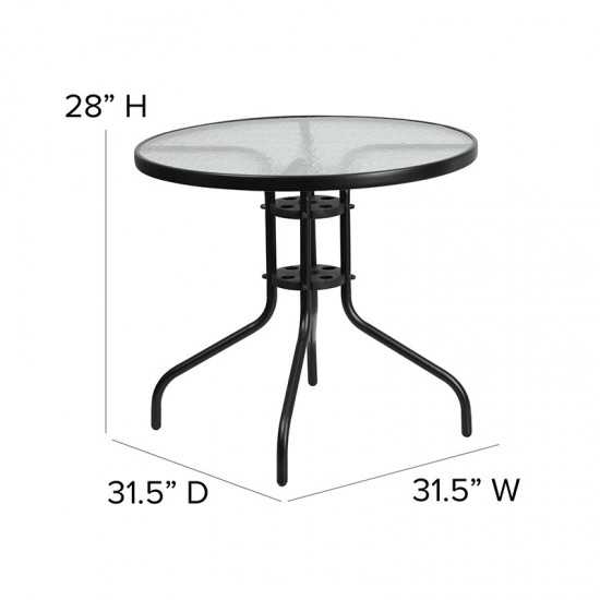 31.5'' Round Tempered Glass Metal Table