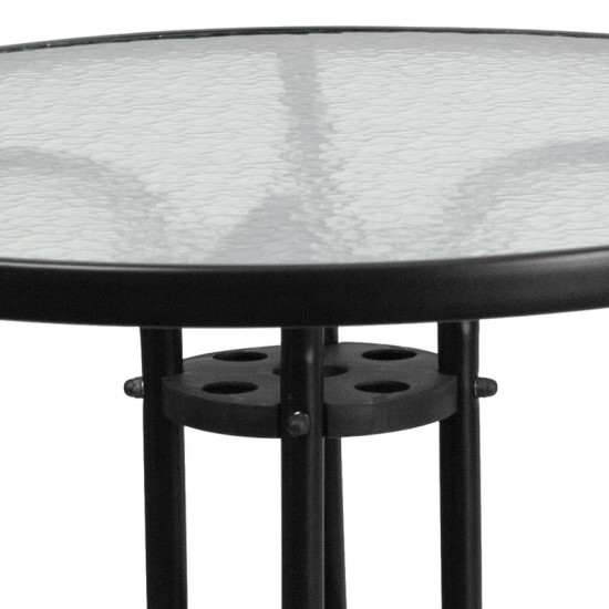 31.5'' Round Tempered Glass Metal Table