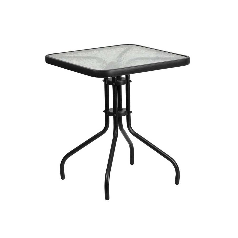 23.5'' Square Tempered Glass Metal Table