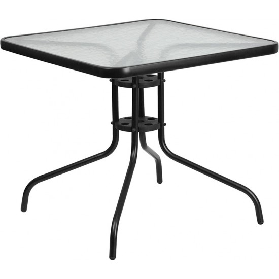 31.5'' Square Tempered Glass Metal Table