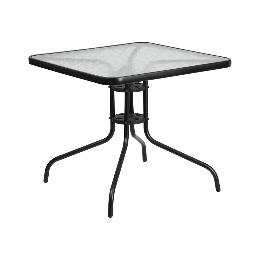 31.5'' Square Tempered Glass Metal Table