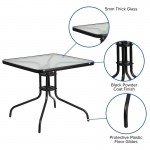 31.5'' Square Tempered Glass Metal Table