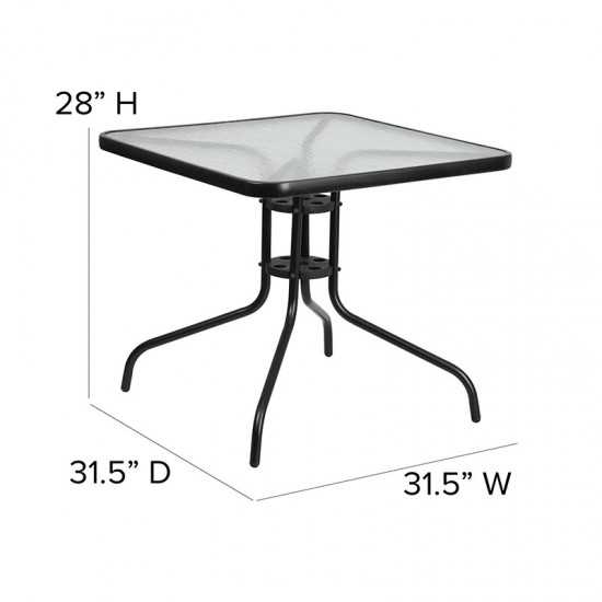 31.5'' Square Tempered Glass Metal Table