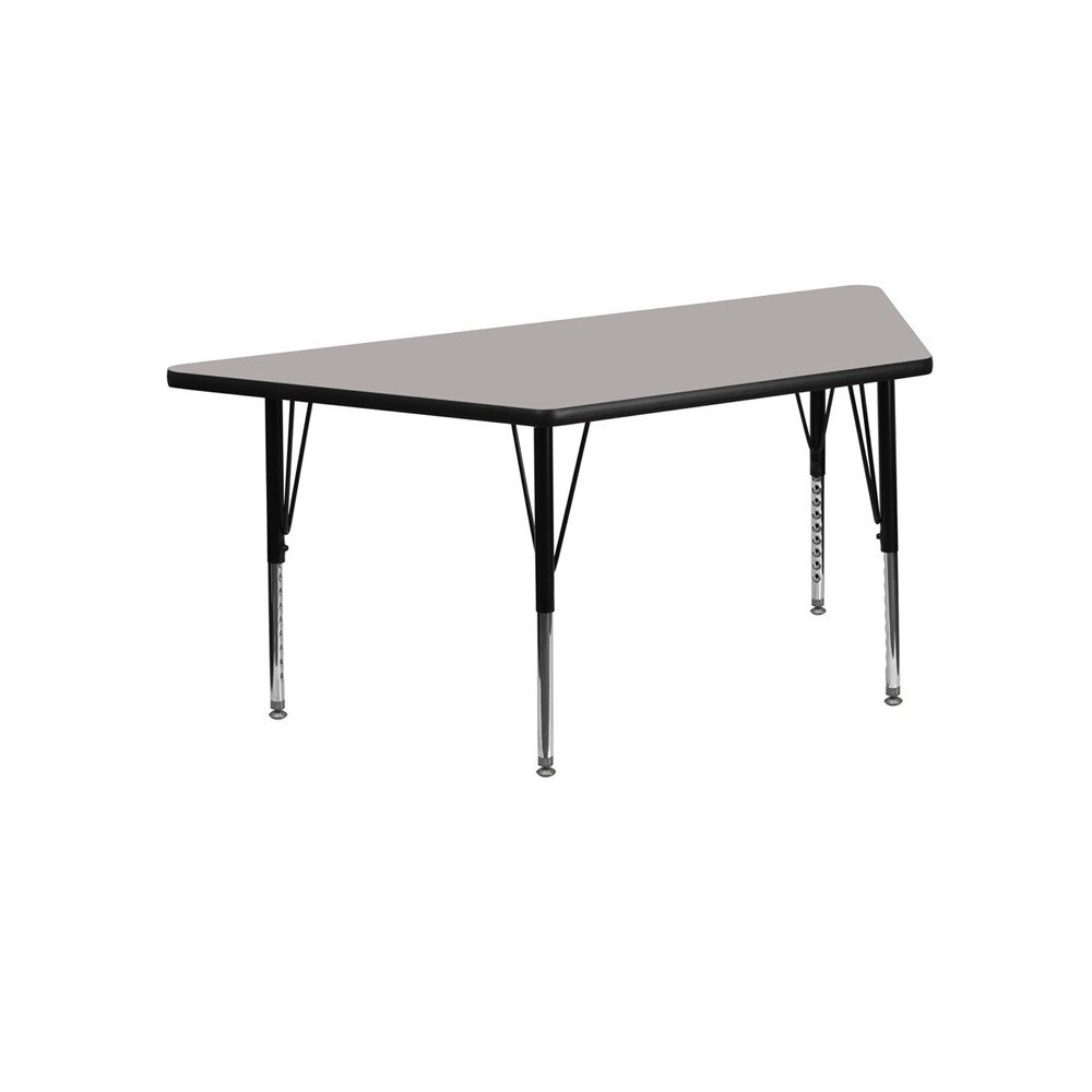 22.5''W x 45''L Trapezoid Grey HP Laminate Activity Table - Height Adjustable Short Legs