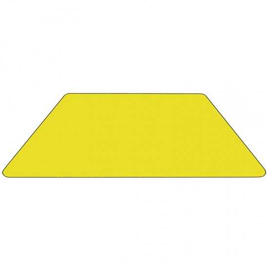 22.5''W x 45''L Trapezoid Yellow HP Laminate Activity Table - Height Adjustable Short Legs