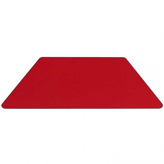 29''W x 57''L Trapezoid Red Thermal Laminate Activity Table - Height Adjustable Short Legs