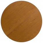 60'' Round Oak Thermal Laminate Activity Table - Height Adjustable Short Legs