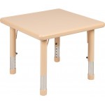 24" Square Natural Plastic Height Adjustable Activity Table