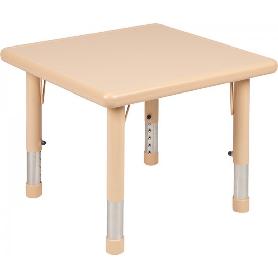 24" Square Natural Plastic Height Adjustable Activity Table