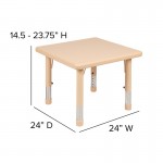 24" Square Natural Plastic Height Adjustable Activity Table