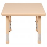 24" Square Natural Plastic Height Adjustable Activity Table