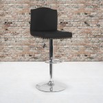 Bellagio Contemporary Adjustable Height Barstool with Accent Nail Trim in Black Fabric