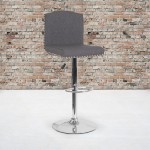 Bellagio Contemporary Adjustable Height Barstool with Accent Nail Trim in Dark Gray Fabric