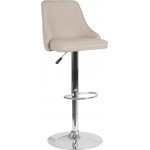 Trieste Contemporary Adjustable Height Barstool in Beige Fabric