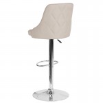 Trieste Contemporary Adjustable Height Barstool in Beige Fabric