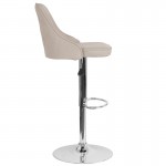 Trieste Contemporary Adjustable Height Barstool in Beige Fabric