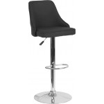 Trieste Contemporary Adjustable Height Barstool in Black Fabric