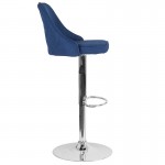 Trieste Contemporary Adjustable Height Barstool in Blue Fabric