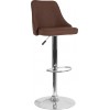 Trieste Contemporary Adjustable Height Barstool in Brown Fabric