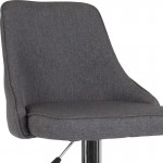 Trieste Contemporary Adjustable Height Barstool in Dark Gray Fabric