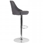 Trieste Contemporary Adjustable Height Barstool in Dark Gray Fabric